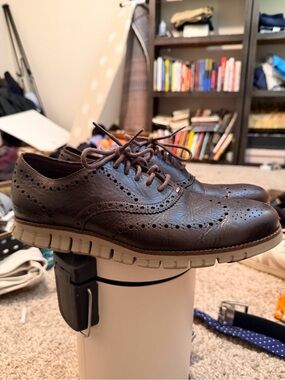 Cole Haan Men's Brown Wingtip Oxfords with Lightweight Tan Sole